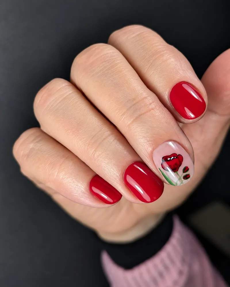 Manikīrs ar gēllaku – sarkans tonis un roze